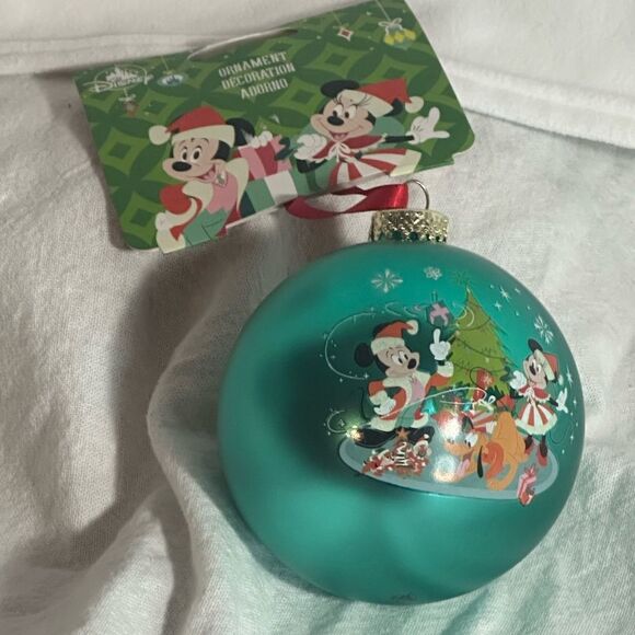 Disney Jolly Holly Days to you Christmas ornament ball Mickey Minnie Mouse NWT - Picture 1 of 5